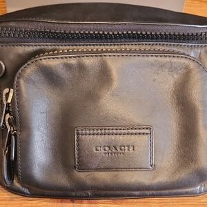 Coach Black Leather Belt Bag/Fanny Pack for Men